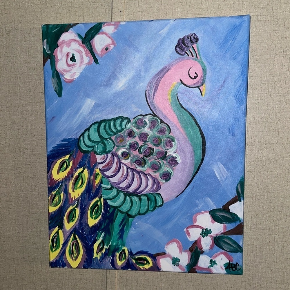 🎨 🦚 PEACOCK PAINTING 🦚 ON CANVAS  - HANDMADE by ME 🎨